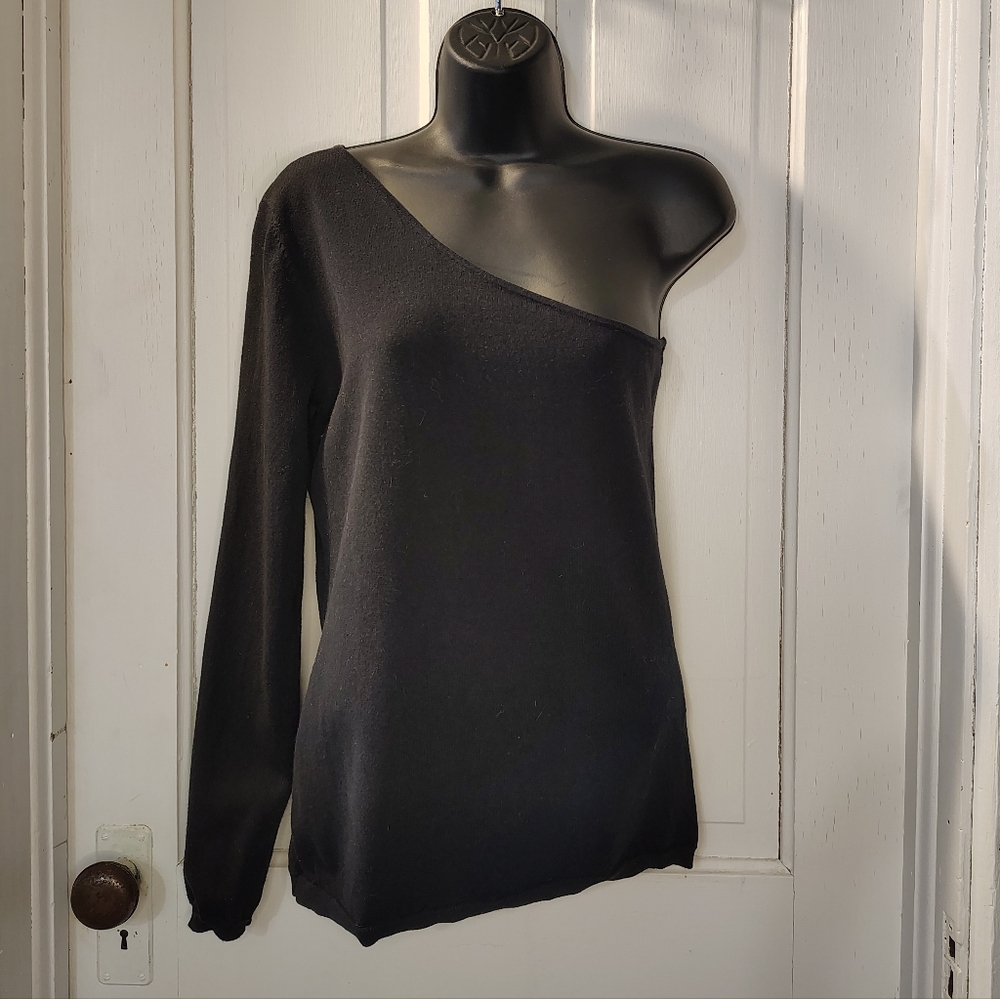 Ann Taylor Factory One Shoulder Sweater Black size M